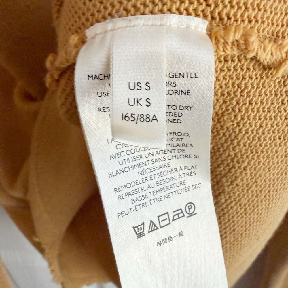 FREE PEOPLE Mustard Yellow Distressed Sweater Size Small V-Neck - Picture 7 of 12